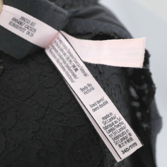 Victoria's Secret Body By Victoria Underwire Lace Lined Demi Bra Black 34D - Picture 6 of 8